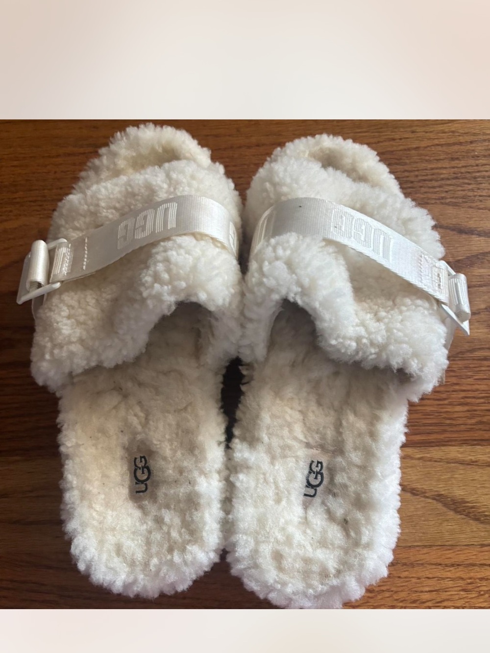 UGG Women's Cream Fluff Slide Sandals with Adjustable Strap